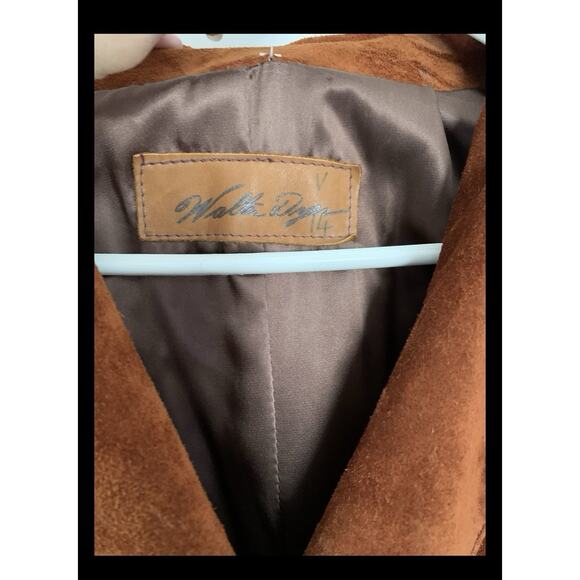 Vintage Walter Dyer Brown AztecRustic Raw Leather Coat Handmade princess Md - Picture 5 of 16